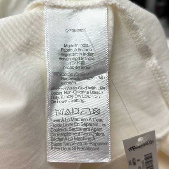 Madewell NM162 Cream Garment-Dyed All day Crewneck Tee Medium NWT - Picture 7 of 10
